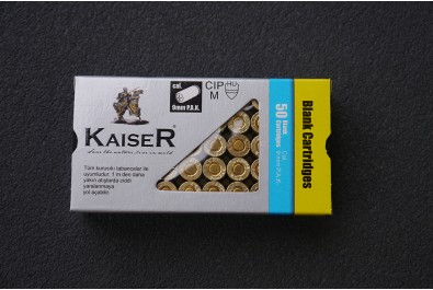 Патрон холостой светошумовой 9мм PAK Kaiser Blank Gold 50шт (Турция)